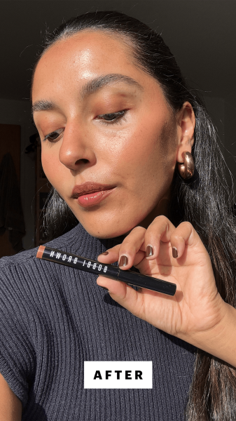 Gutierrez after applying the Bobbi Brown LongWear Cream Shadow Stick